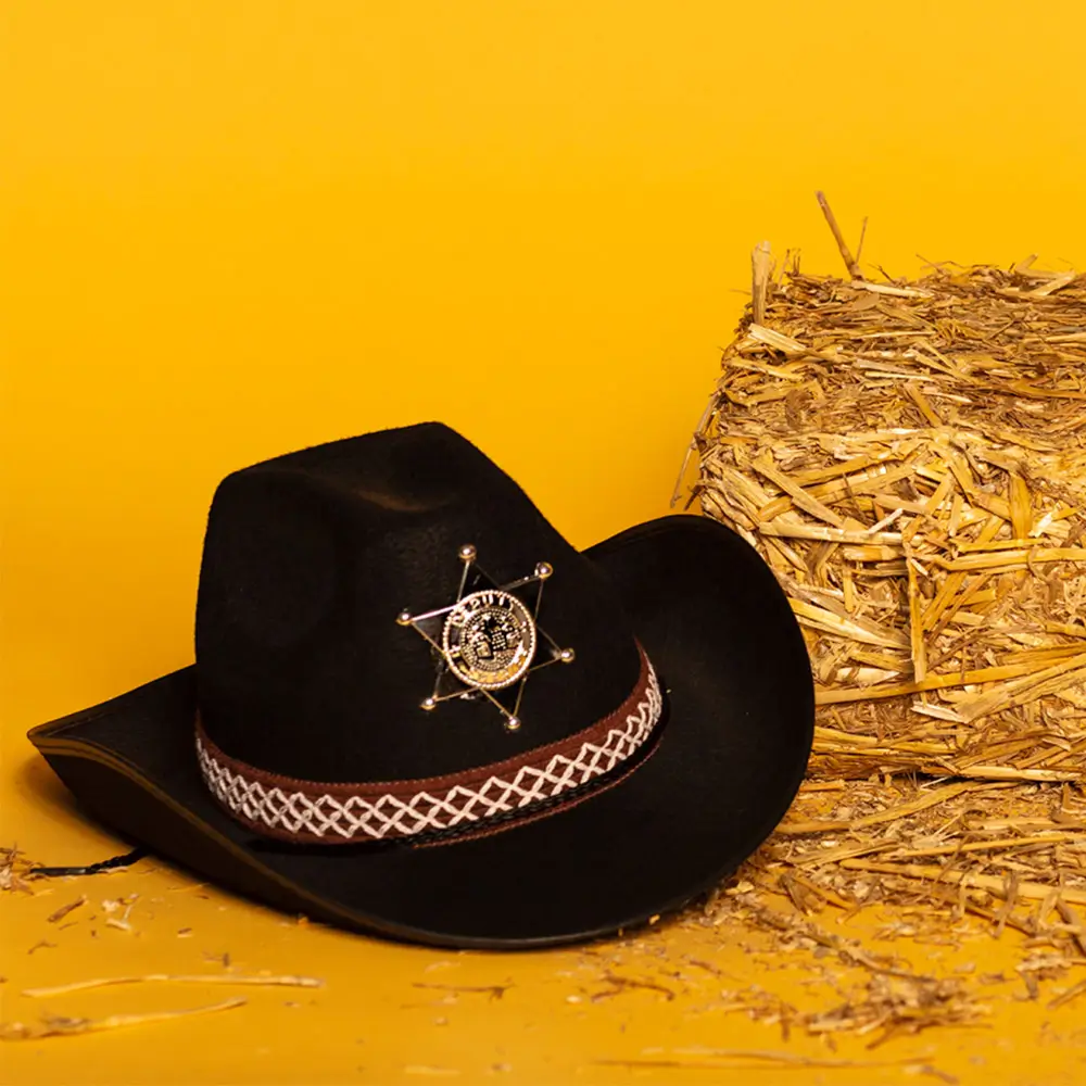 Sheriff Black Cowboy Hat - Wild West Disguise Accessory