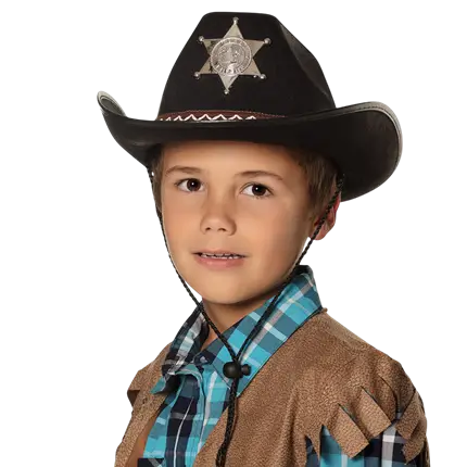 Sheriff Black Cowboy Hat - Wild West Disguise Accessory