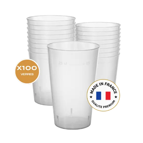 Pack of 100 Ecocup 25cl (33cl flush) Reusable - Half, Juice, Soft type