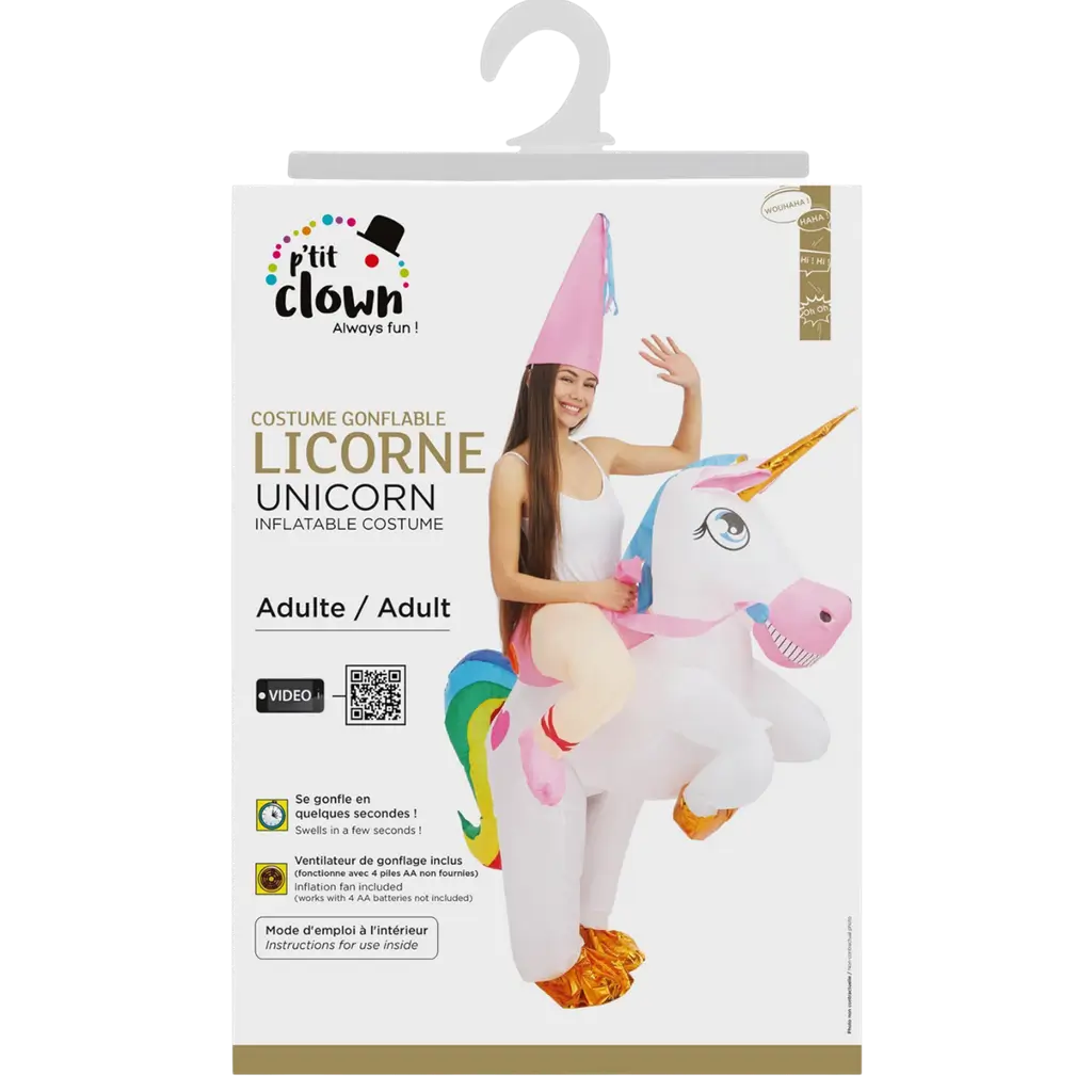 Inflatable Unicorn Disguise with Rider Adult - One Size Festive Costume