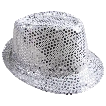 Adult Silver Sequin Borsalino Hat - Disco Accessories