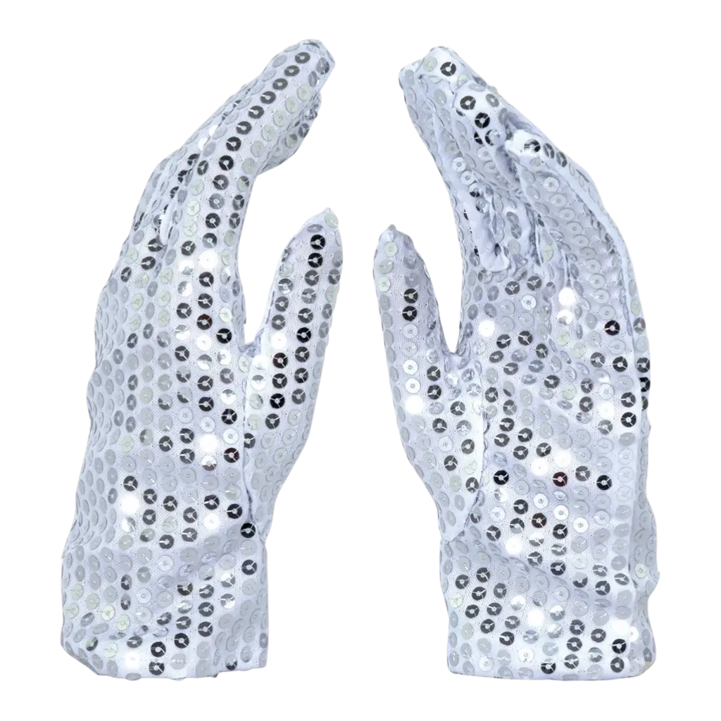 Adult Silver Sequin Gloves - Disco Accessories