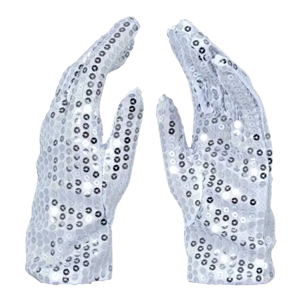 Adult Silver Sequin Gloves - Disco Accessories