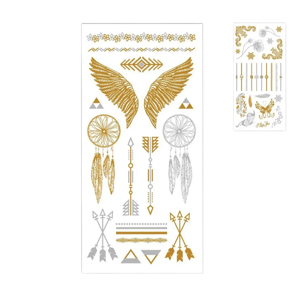Gold and Silver Ephemeral Tattoos - Party Accessories