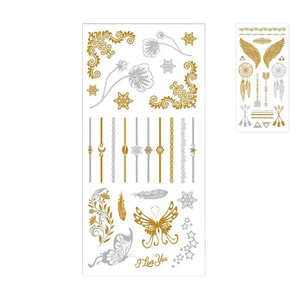 Gold and Silver Ephemeral Tattoos - Party Accessories
