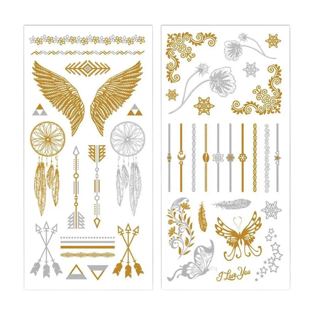 Gold and Silver Ephemeral Tattoos - Party Accessories