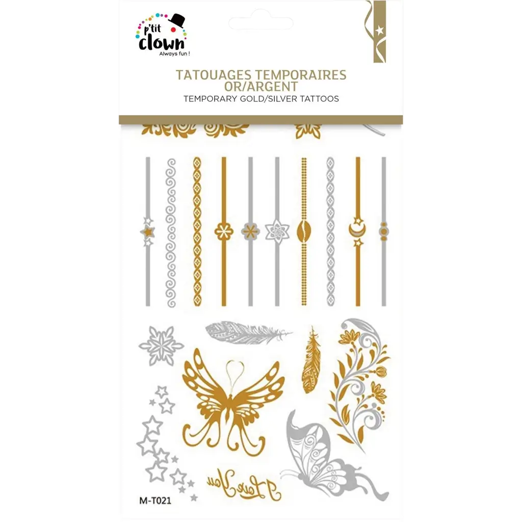 Gold and Silver Ephemeral Tattoos - Party Accessories