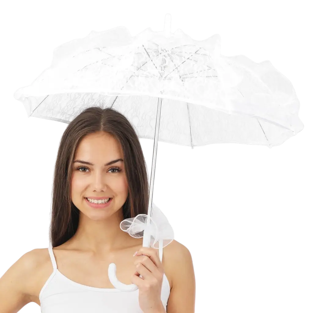 White Lace Umbrella 50 cm - Disguise Accessories