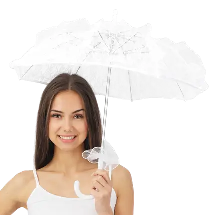 White Lace Umbrella 50 cm - Disguise Accessories