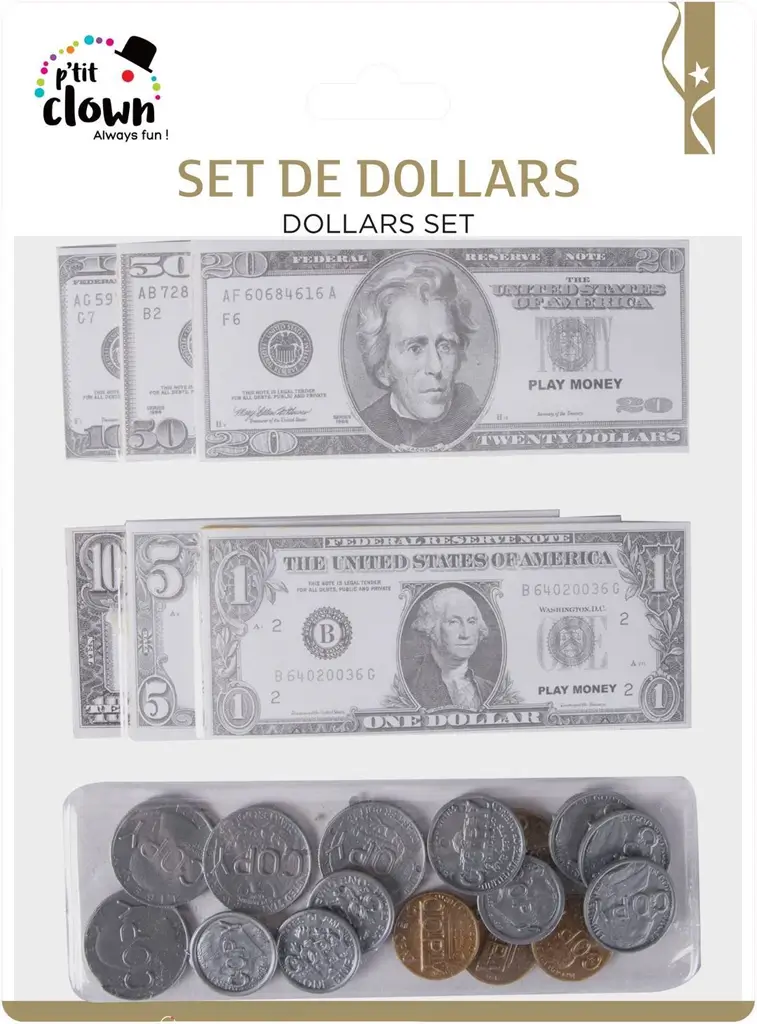 Dollars Coins and Banknotes Kit - Disguise Accessories