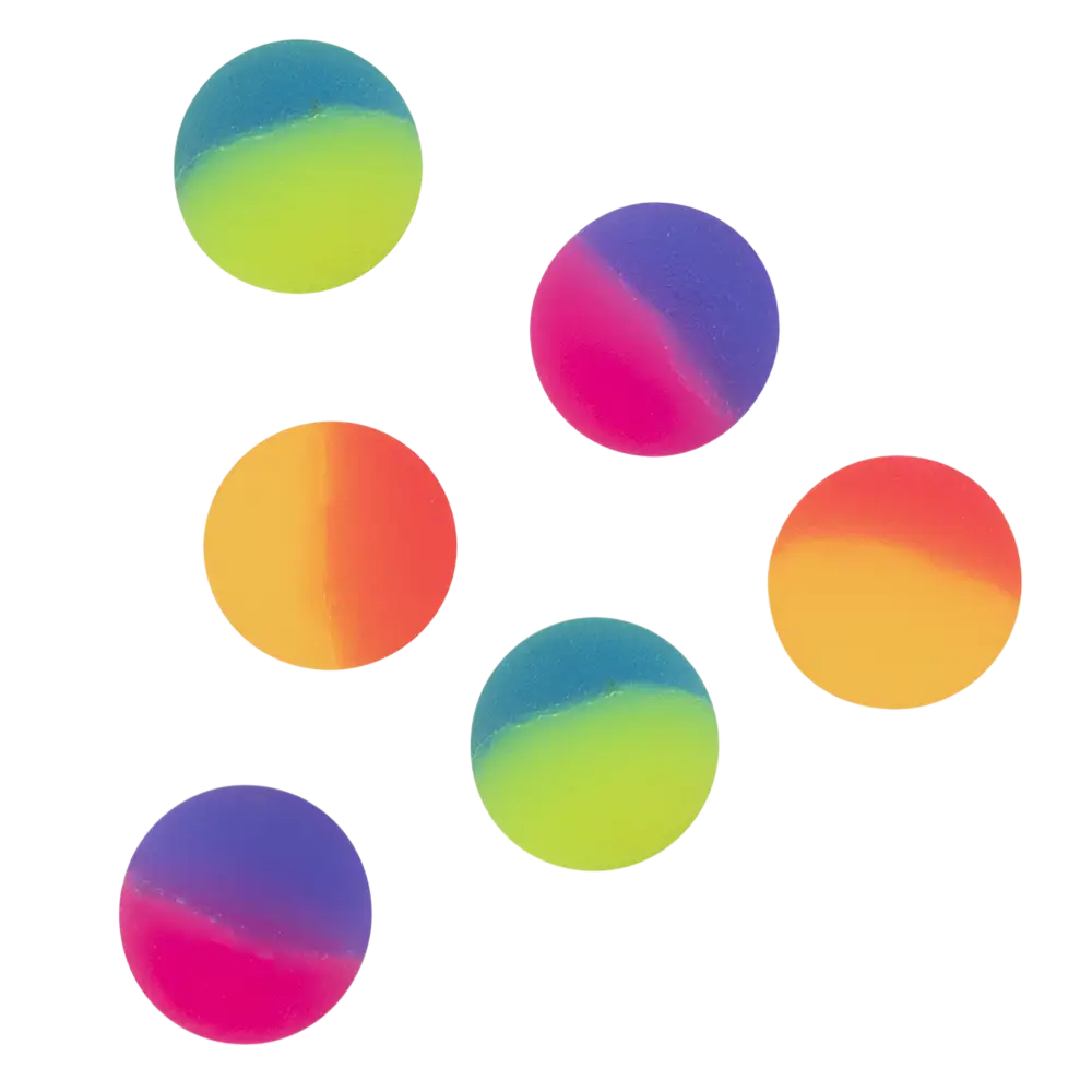 Set of 6 Rainbow Bouncing Balls - Birthday Toys