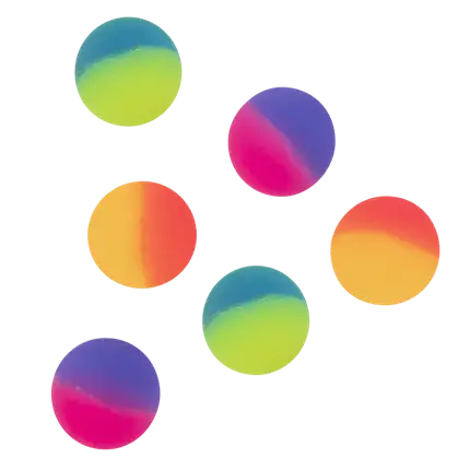 Set of 6 Rainbow Bouncing Balls - Birthday Toys
