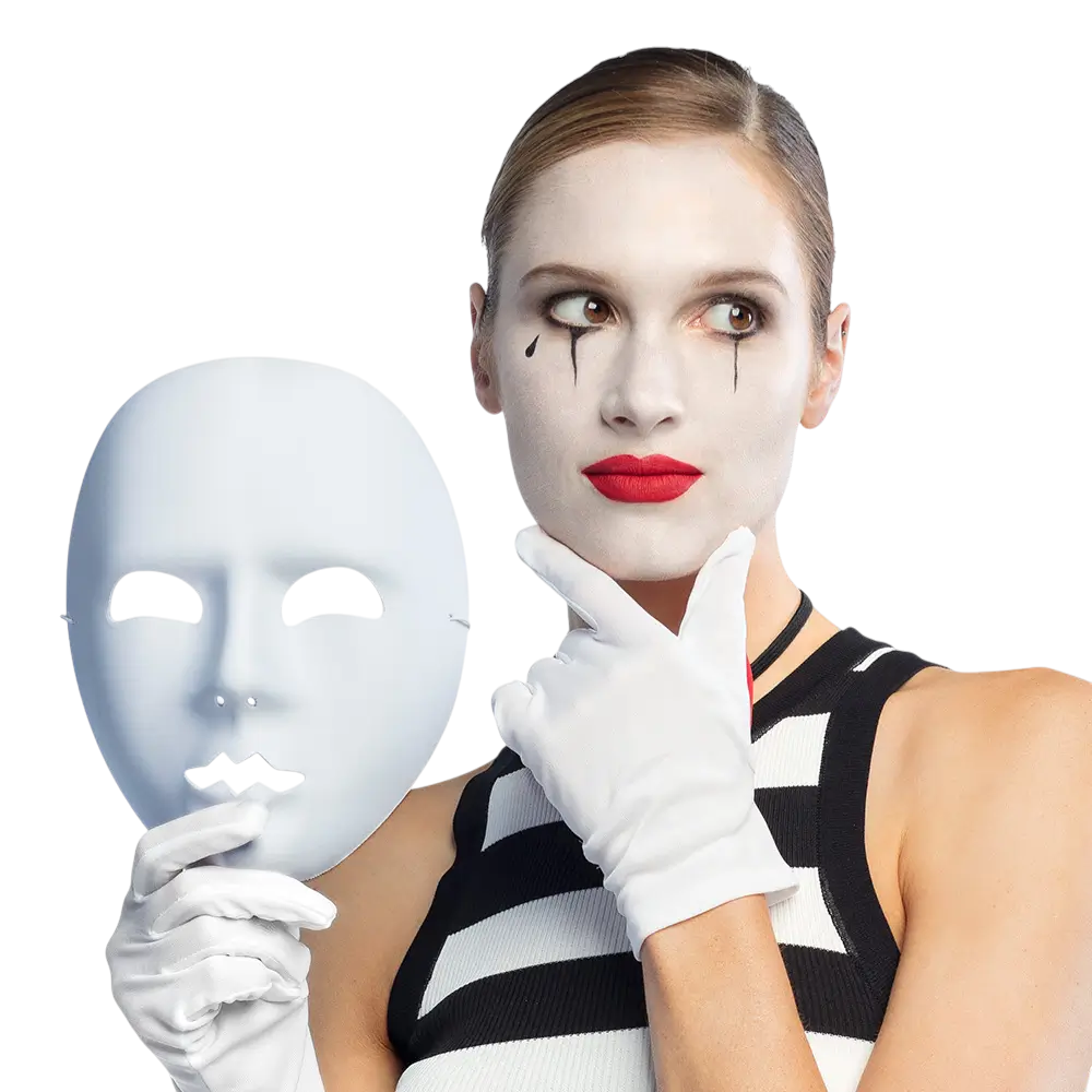 White Mime Mask - Carnival Show Disguise Accessory