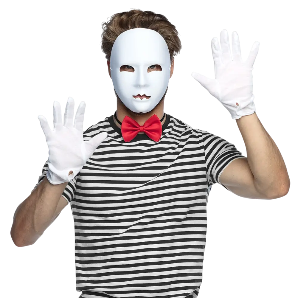 White Mime Mask - Carnival Show Disguise Accessory