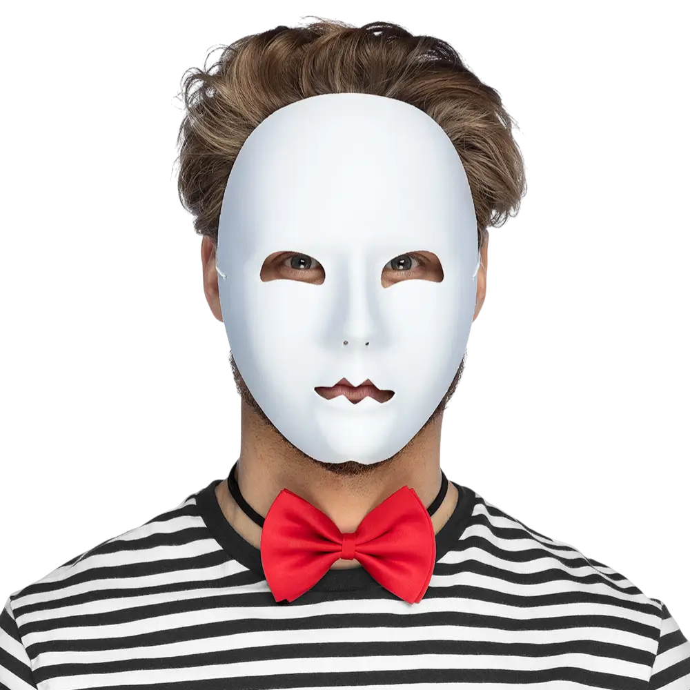 White Mime Mask - Carnival Show Disguise Accessory