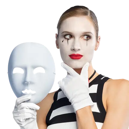 White Mime Mask - Carnival Show Disguise Accessory