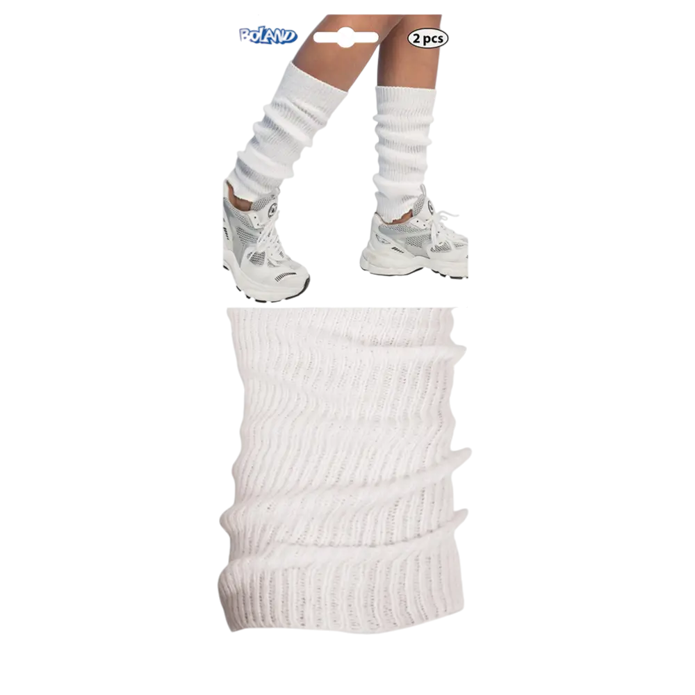 White Over-Socks Legwarmers - Disco Dance Disguise Accessories