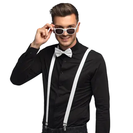 White Bow Tie Straps Disguise Kit - Chic Evening Costume Accessories