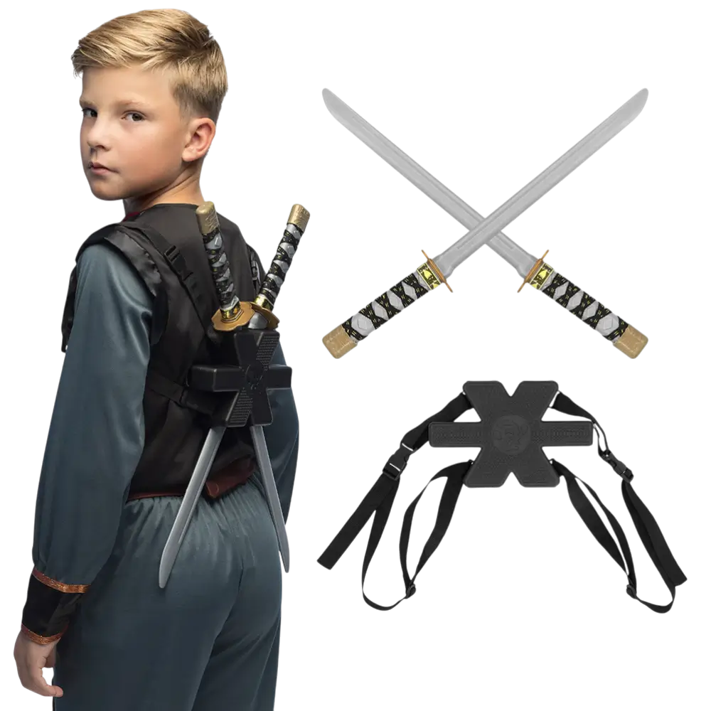 2 Ninja Swords Kit - Boy Ninja Disguise Fight Toy