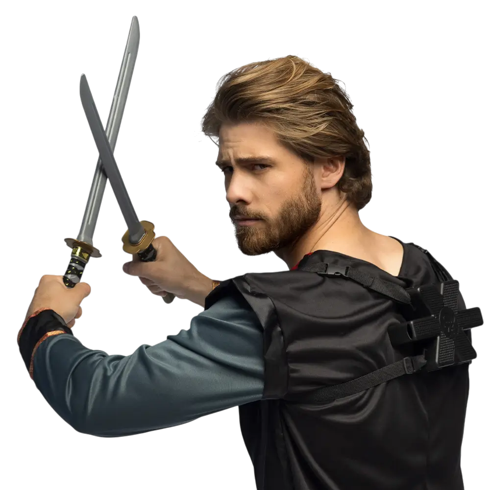 2 Ninja Swords Kit - Boy Ninja Disguise Fight Toy