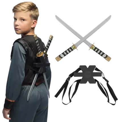 2 Ninja Swords Kit - Boy Ninja Disguise Fight Toy