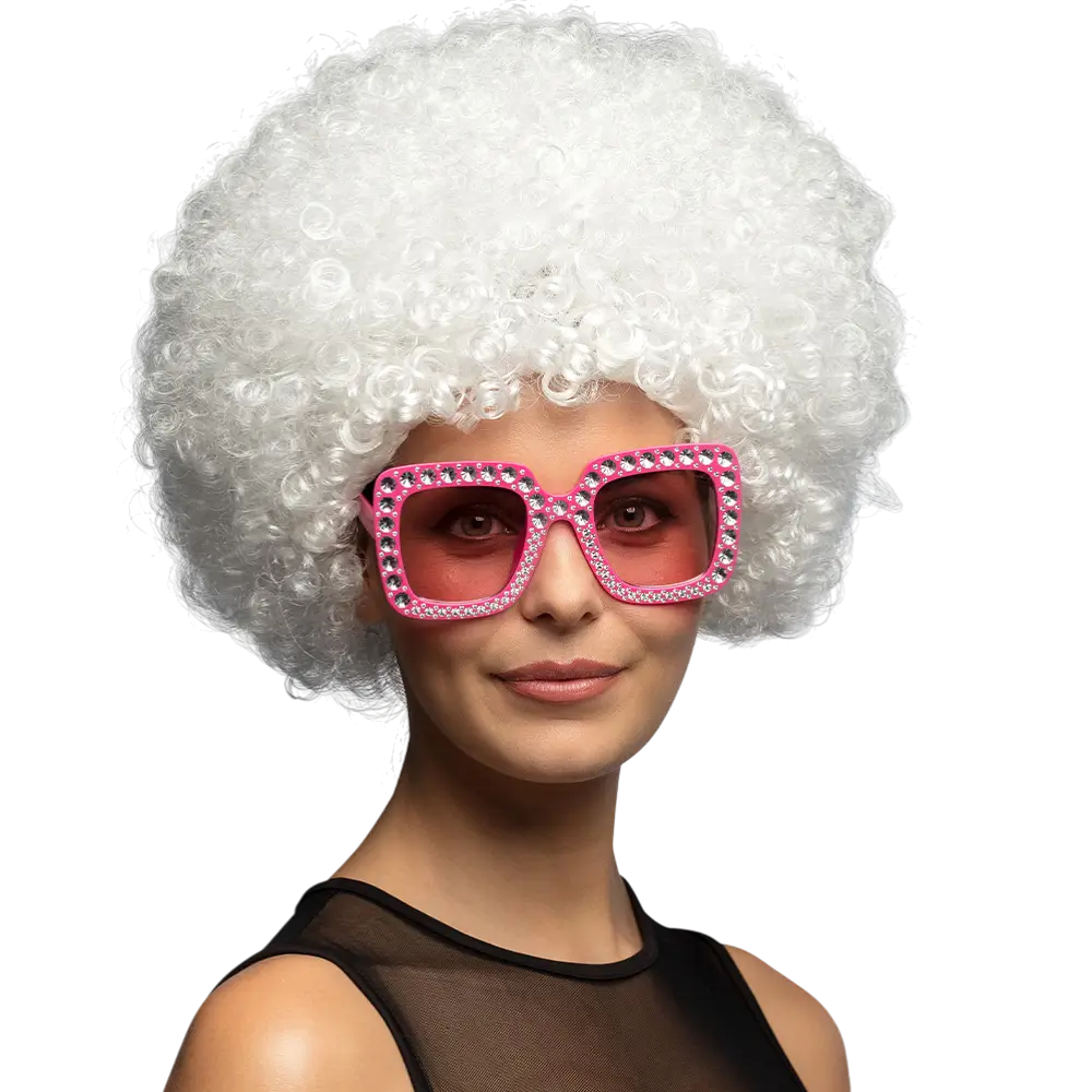 White Disco Wig - 70's Party Disguise Accessory