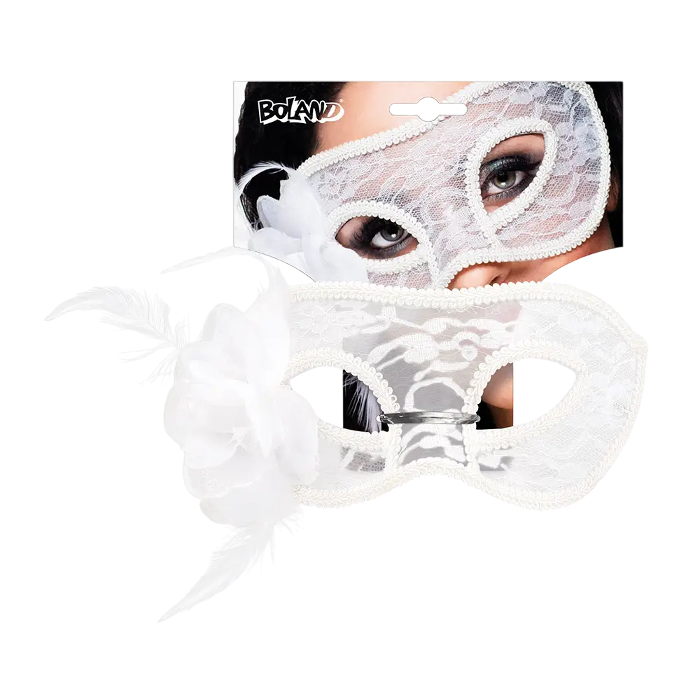 Women's White Lace Mask - Elegant Venetian Evening Mask Carnival