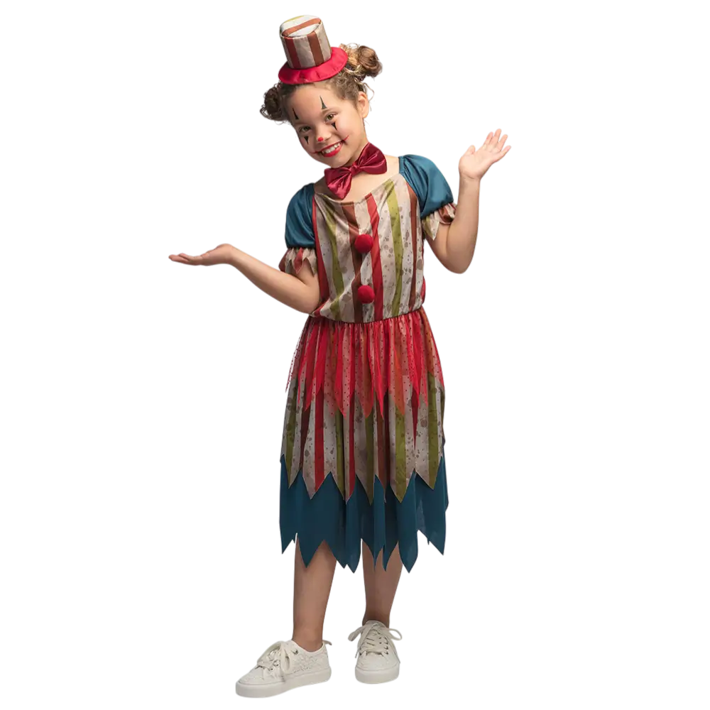 Girl's Evil Clown Disguise 10-12 years - Halloween Horror Costume