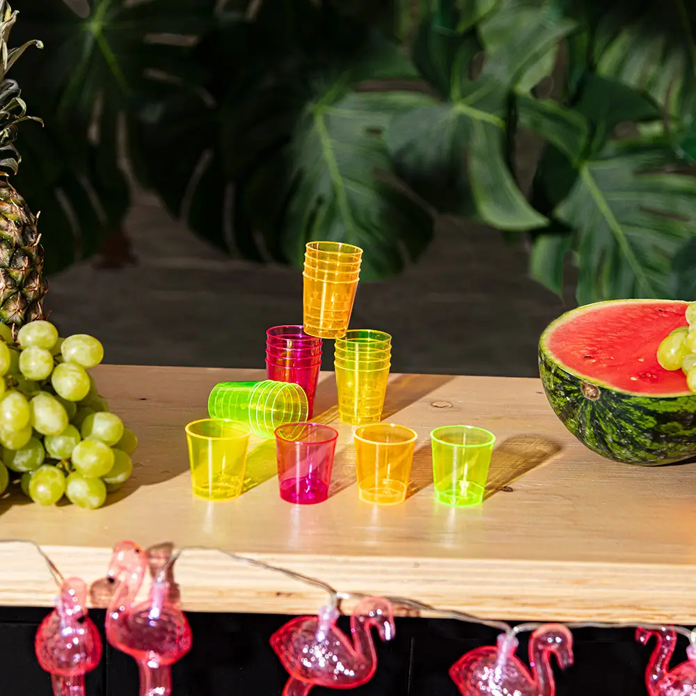20 reusable UV fluorescent shot glasses 50 ml