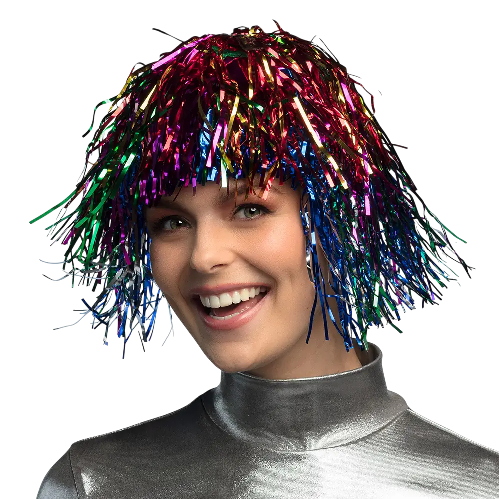 Multicoloured metallic wig