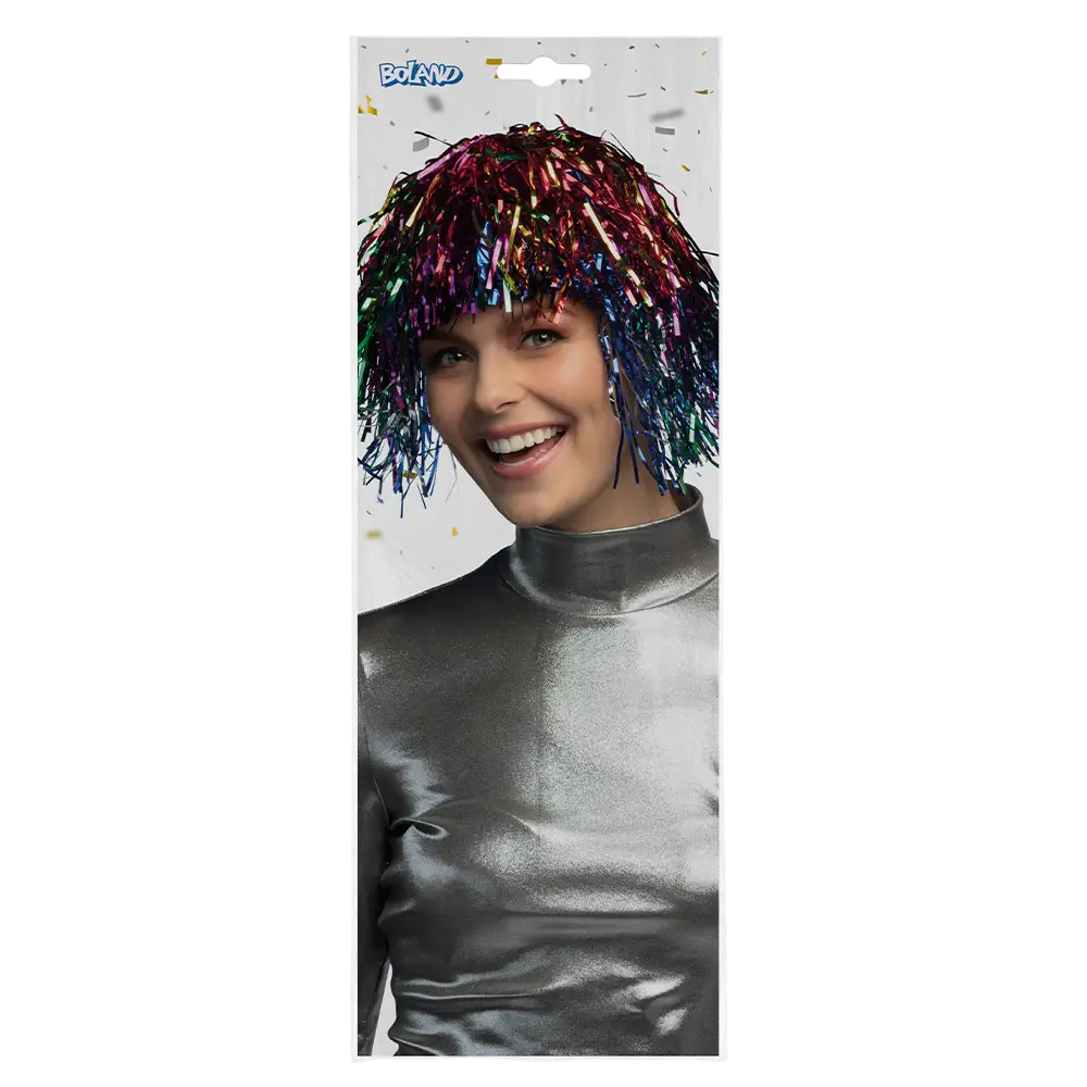 Multicoloured metallic wig