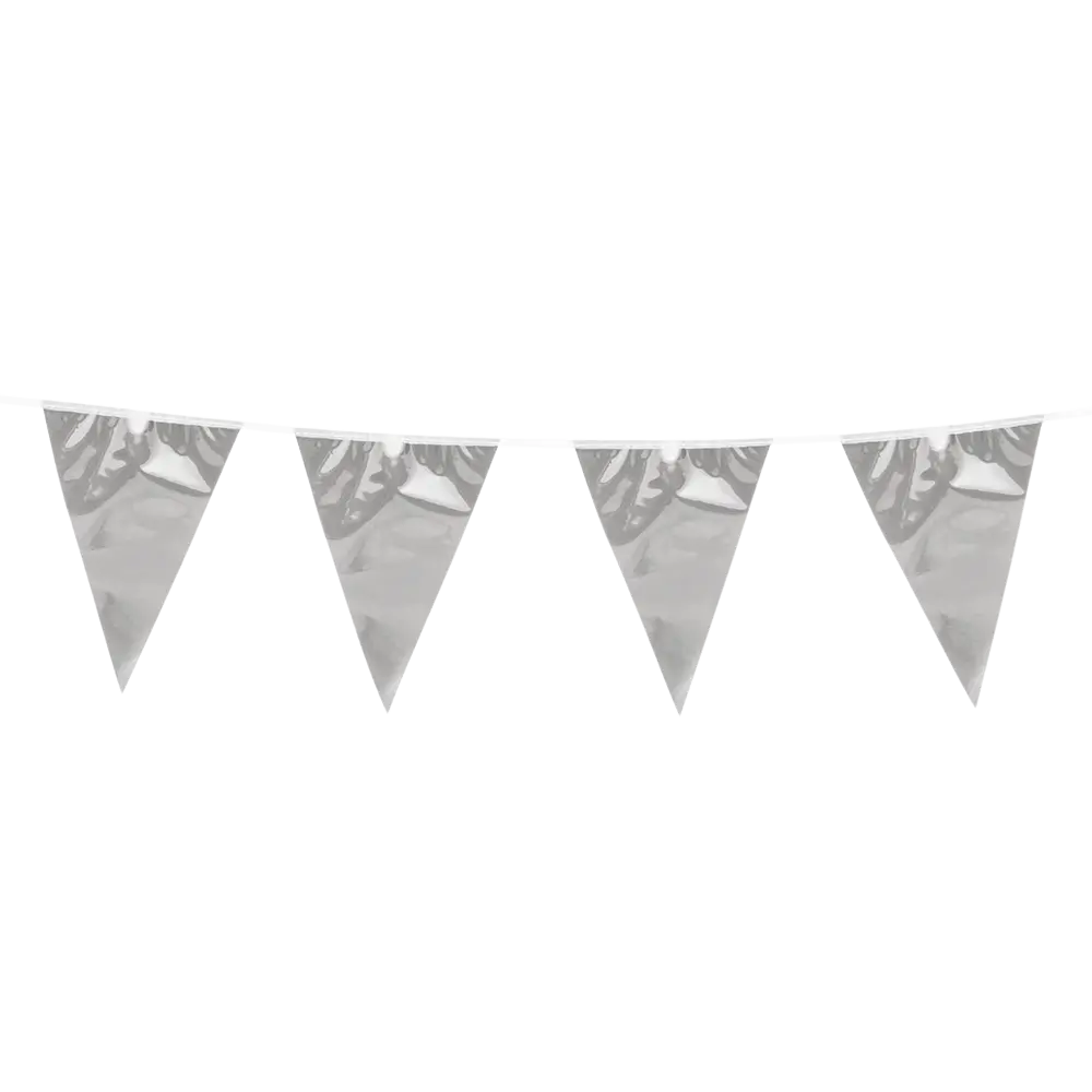 Silver metallic pennant garland