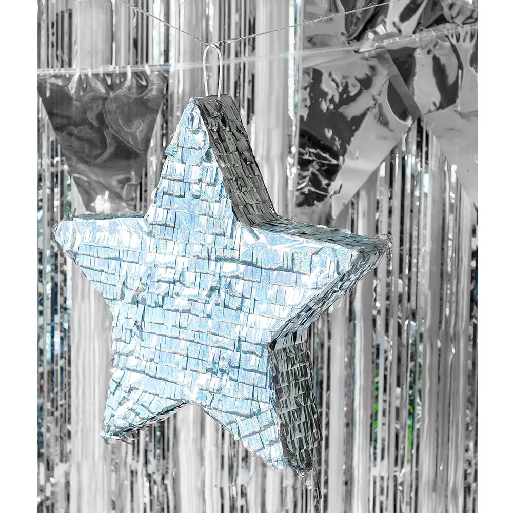 Silver metallic pennant garland