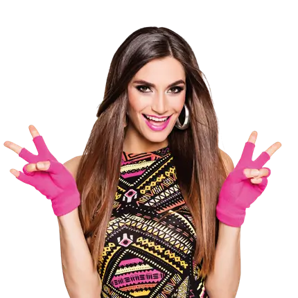 Fluorescent pink wool mitt
