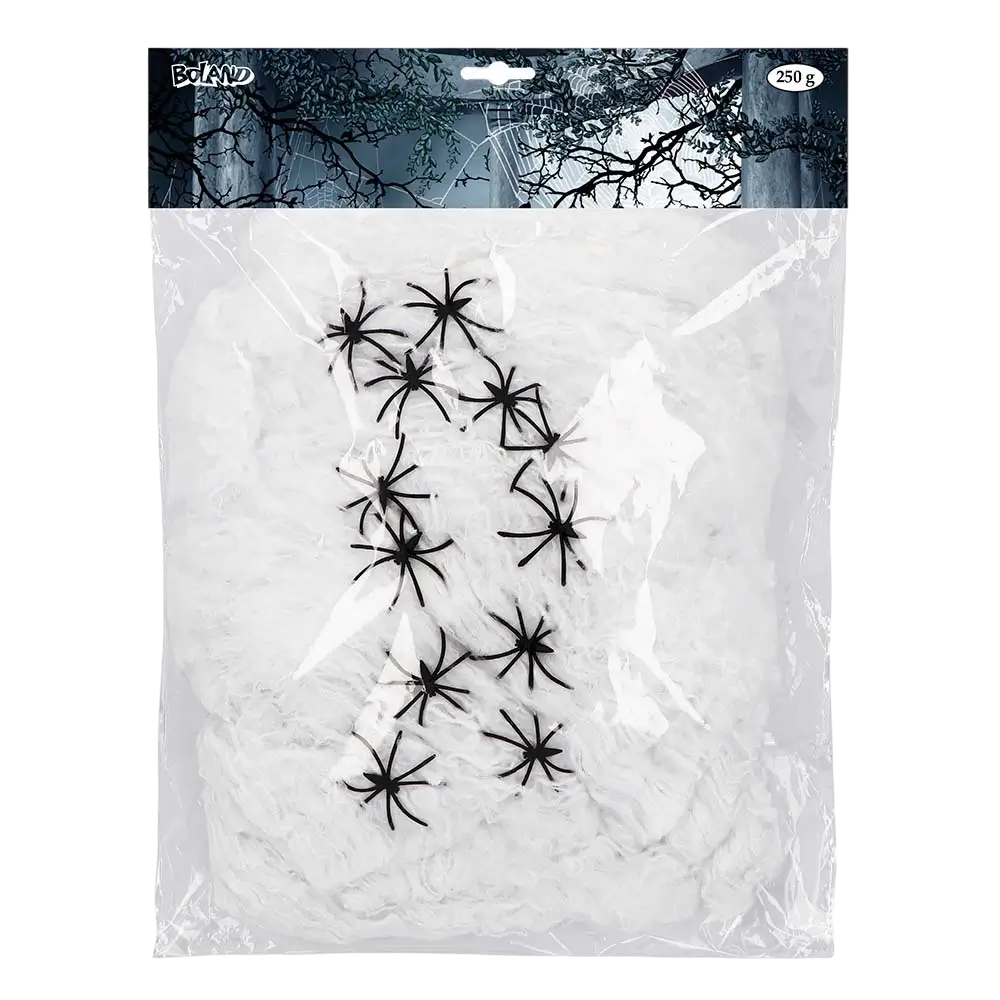 Spider web 250 g white with spiders
