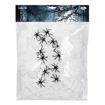 Spider web 250 g white with spiders