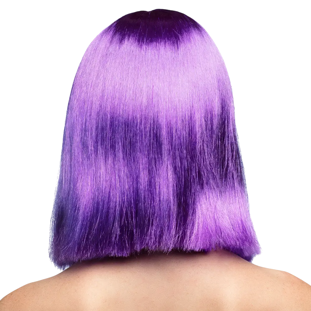 Neon purple wig with fringe