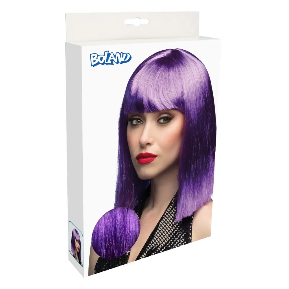 Neon purple wig with fringe