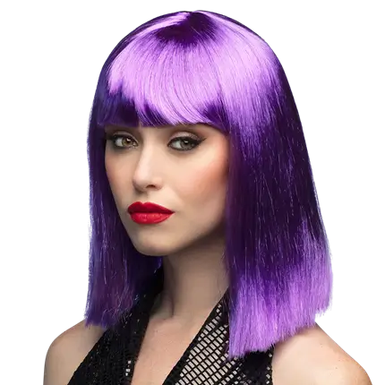 Neon purple wig with fringe
