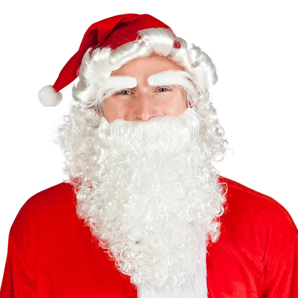 Santa hat with beard and eyebrows set - adult