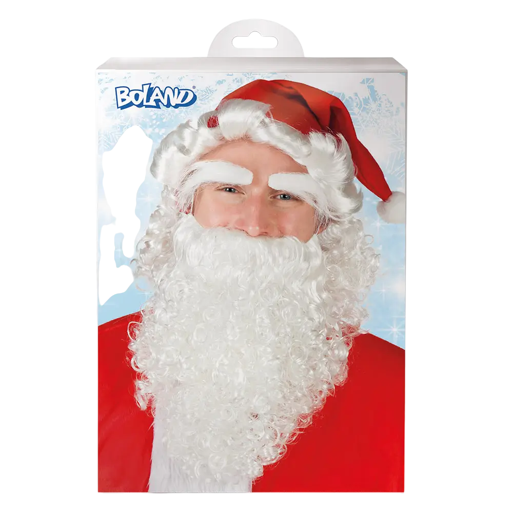 Santa hat with beard and eyebrows set - adult