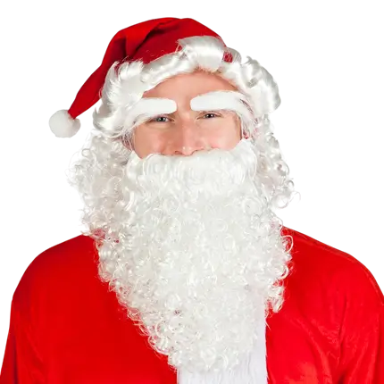 Santa hat with beard and eyebrows set - adult