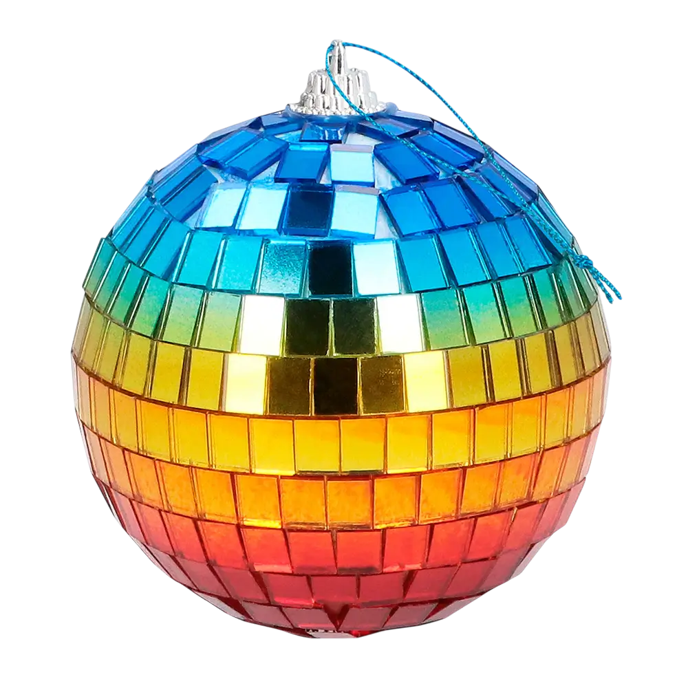 6 Rainbow disco balls 8 cm