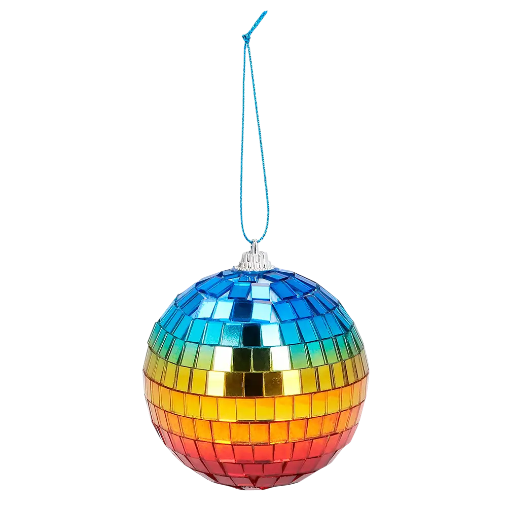 6 Rainbow disco balls 8 cm