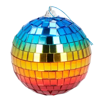 6 Rainbow disco balls 8 cm