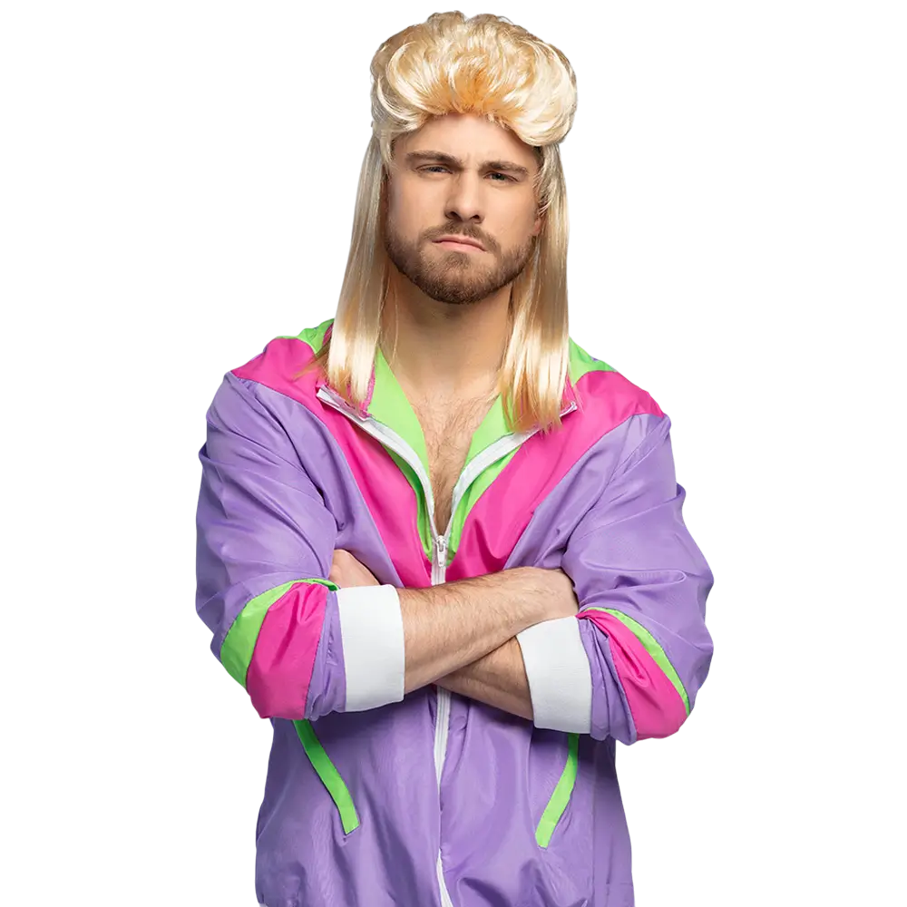 Men's retro neon purple tracksuit disguise - L