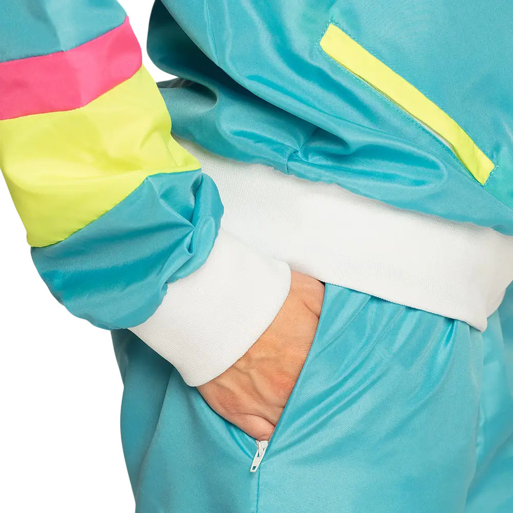 Women's neon blue retro tracksuit - S