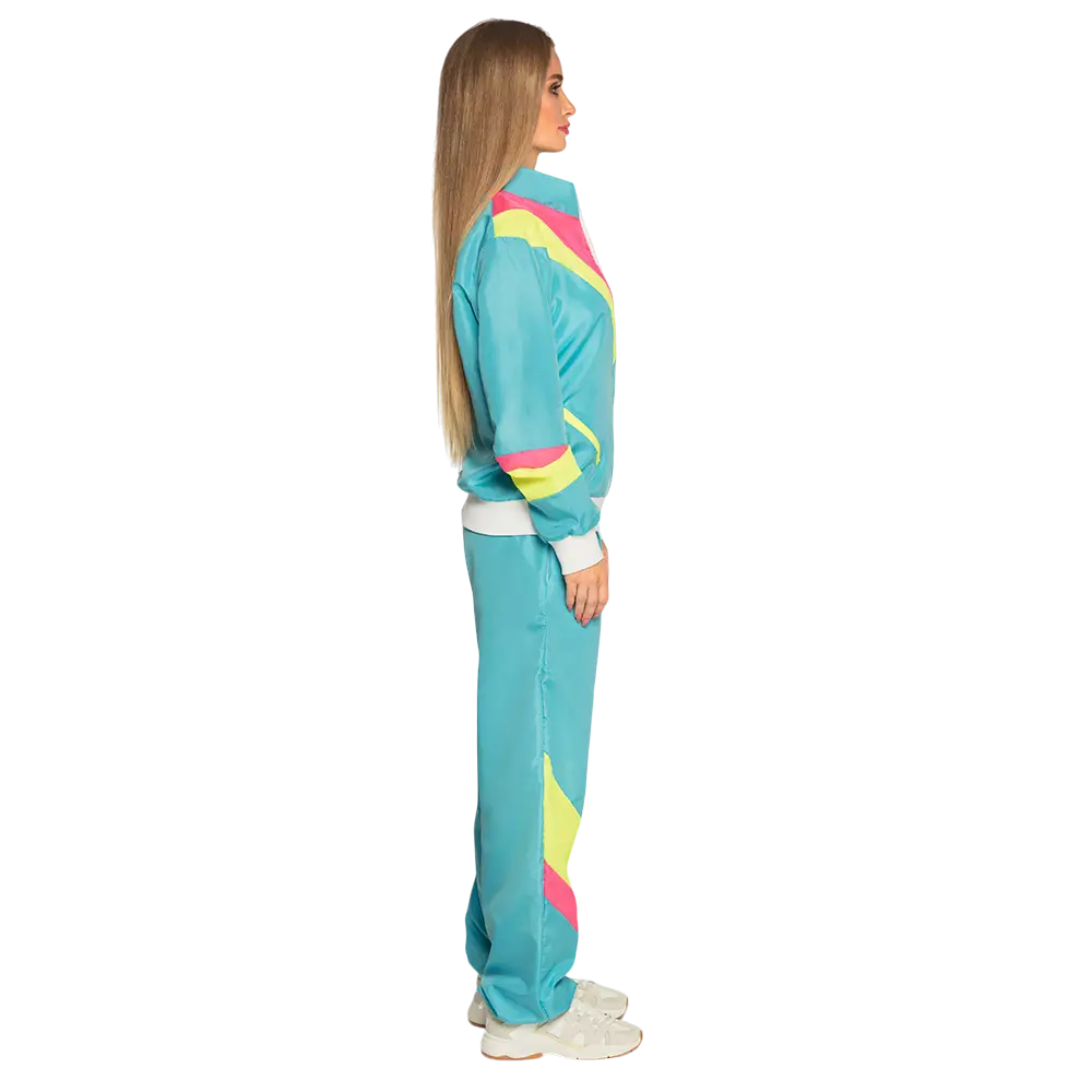 Women's neon blue retro tracksuit - L