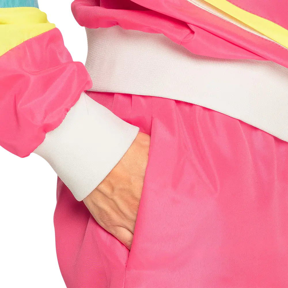 Women's retro neon pink tracksuit disguise - L