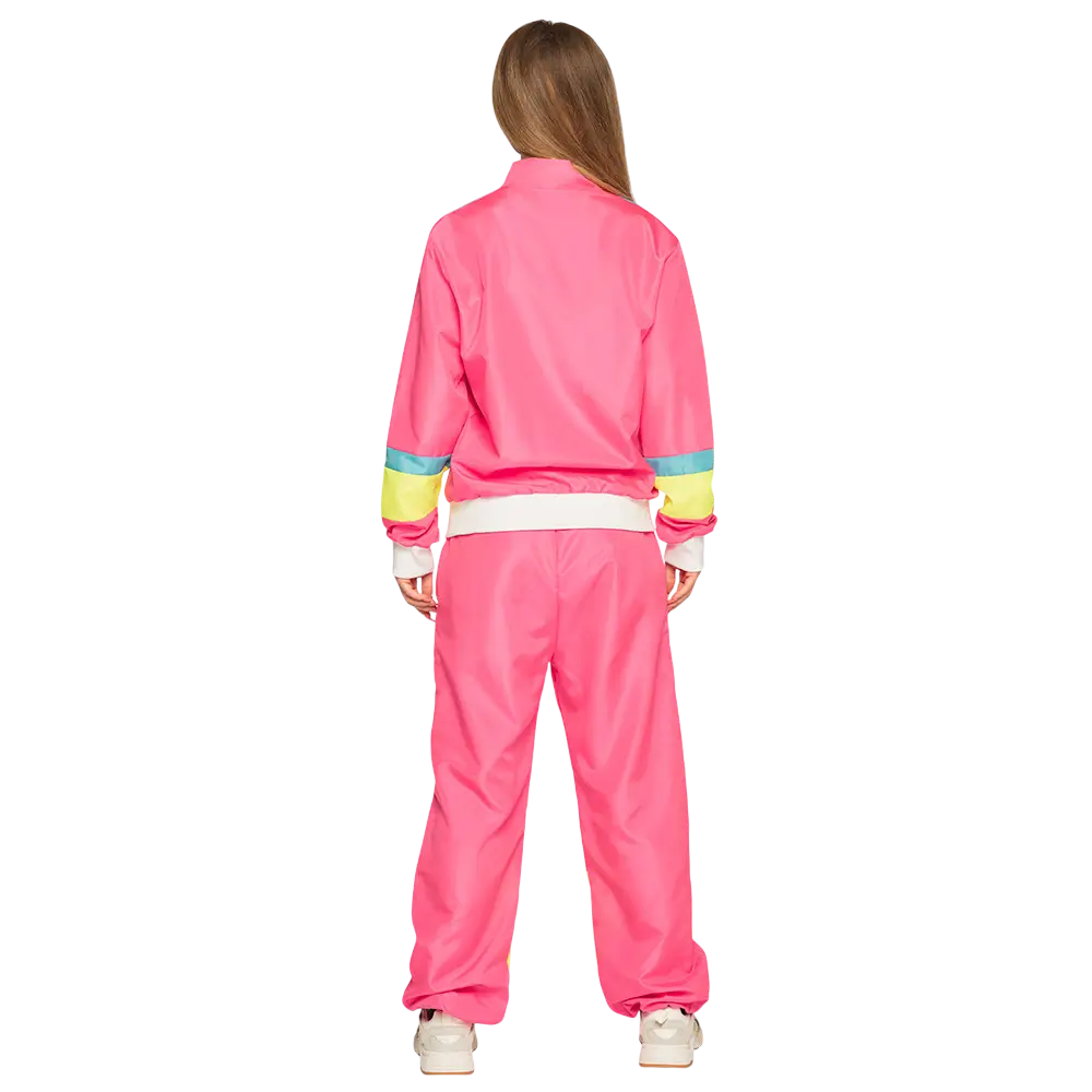 Women's retro neon pink tracksuit disguise - S